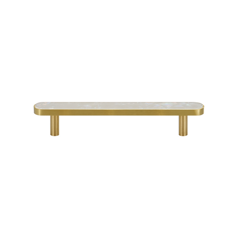 Prisma Solid Brass & Acrylic Round Handle | Satin Brass & Speckled White