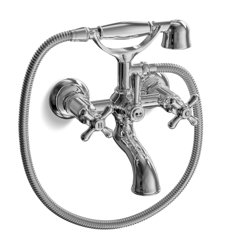Wall-Mounted Bathtub Filler with Cradle Hand Shower — Traditional | Classic Provincial