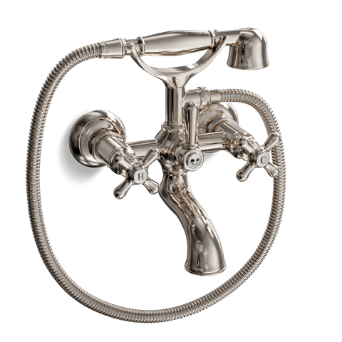 Wall-Mounted Bathtub Filler with Cradle Hand Shower — Traditional | Classic Provincial