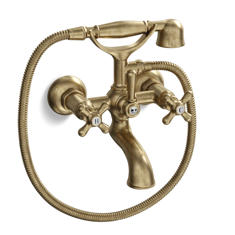 Wall-Mounted Bathtub Filler with Cradle Hand Shower — Traditional | Classic Provincial