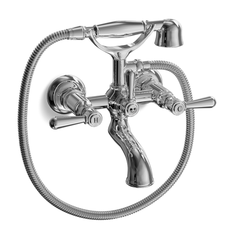Wall-Mounted Bathtub Filler with Cradle Hand Shower — Traditional | Classic Provincial