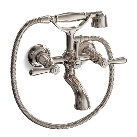 Wall-Mounted Bathtub Filler with Cradle Hand Shower — Traditional | Classic Provincial