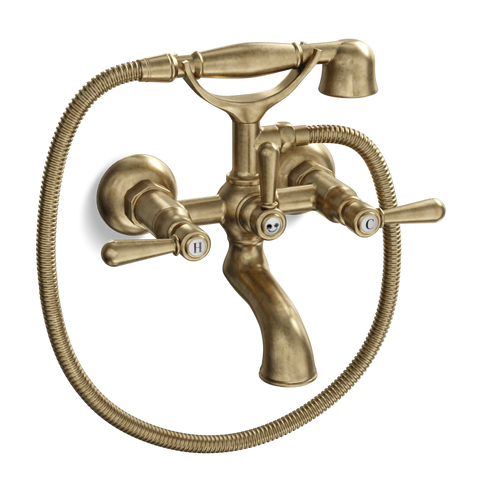 Wall-Mounted Bathtub Filler with Cradle Hand Shower — Traditional | Classic Provincial