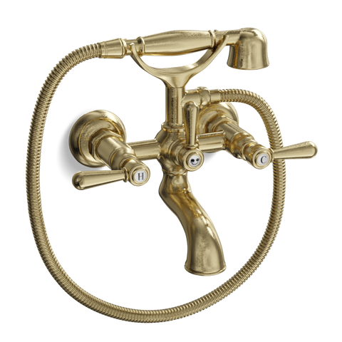 Wall-Mounted Bathtub Filler with Cradle Hand Shower — Traditional | Classic Provincial
