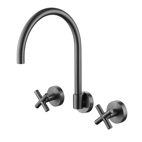 RYK007GM – Ryker Wall Sink Set 1/4 Turn – Gun Metal