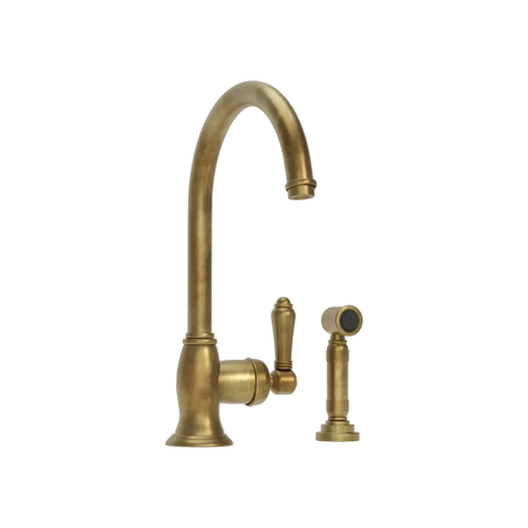 Single-Lever Kitchen Tap with Side Spray — Gooseneck Swivel Spout | Tivoli