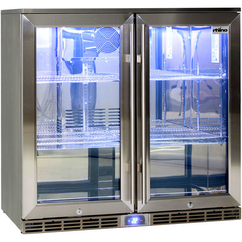 Alfresco Glass Twin Door Bar Refrigerator With Outdoor IP24 Rating with LOW E Glass - Model GSP2H-SS