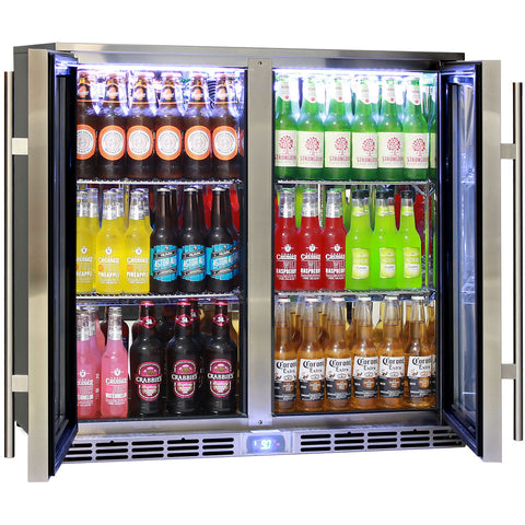 Alfresco Glass Twin Door Bar Refrigerator With Outdoor IP24 Rating with LOW E Glass - Model GSP2H-SS