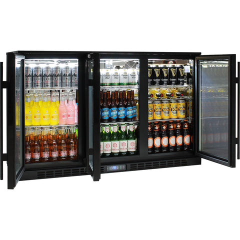 Commercial Glass 3 Door Under Bench Bar Fridge Energy Efficient With LG Compressor - Model SG3H-B