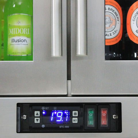 Rhino Stainless Steel 3 Door Heated Glass Bar Fridge Model SG3H-HD - Model SG3H-HD