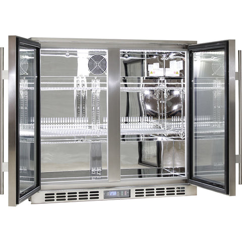 Rhino Stainless Steel 2 Door Heated Glass Bar Fridge - Model SG2H-HD