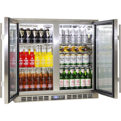 Rhino Stainless Steel 2 Door Heated Glass Bar Fridge - Model SG2H-HD
