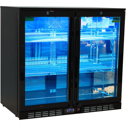 Rhino Night Club Commercial Multi Light Coloured Black 2 Door Bar Fridge - Model SG2H-NC