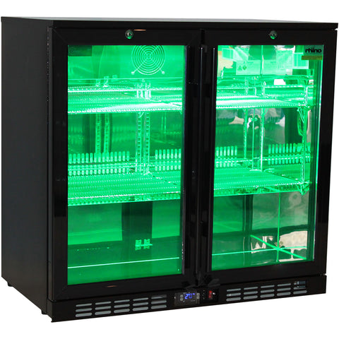Rhino Night Club Commercial Multi Light Coloured Black 2 Door Bar Fridge - Model SG2H-NC
