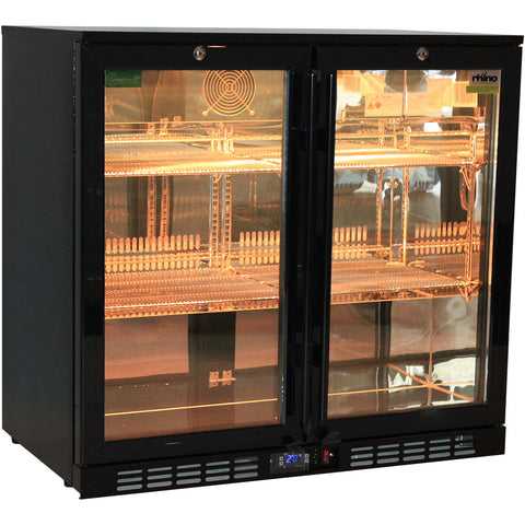 Rhino Night Club Commercial Multi Light Coloured Black 2 Door Bar Fridge - Model SG2H-NC