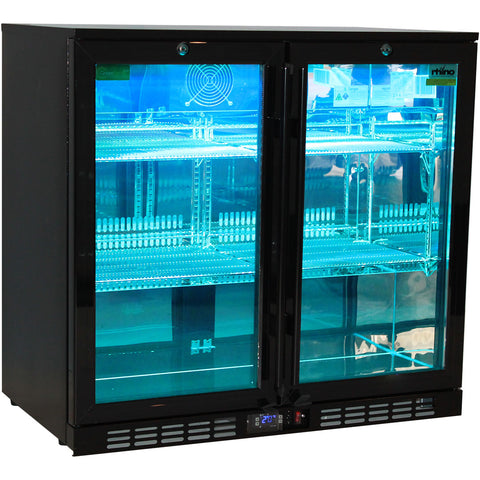 Rhino Night Club Commercial Multi Light Coloured Black 2 Door Bar Fridge - Model SG2H-NC