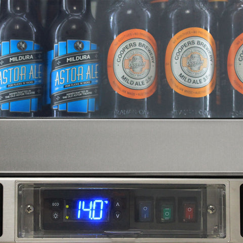 Outdoor Rhino ENVY 1 Door Bar Fridge Coldest Beer 43ºC+ Best Alfresco 316 Stainless Quiet With No Condensation - Model ENV1L-SS