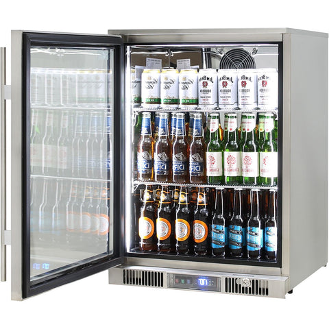 Outdoor Rhino ENVY 1 Door Bar Fridge Coldest Beer 43ºC+ Best Alfresco 316 Stainless Quiet With No Condensation - Model ENV1L-SS