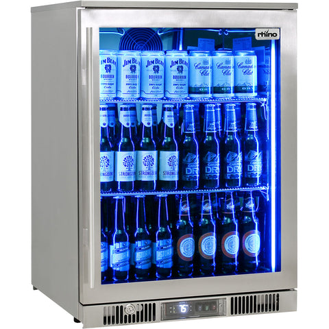 Outdoor Rhino ENVY 1 Door Bar Fridge Coldest Beer 43ºC+ Best Alfresco 316 Stainless Quiet With No Condensation - Model ENV1R-SS
