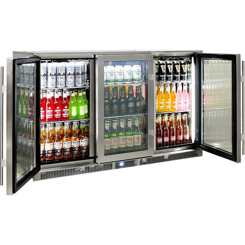 Outdoor Rhino ENVY 3 Door Bar Fridge Coldest Beer 43ºC+ Best Alfresco 316 Marine Grade Stainless Quiet With No Condensation - Model ENV3H-SS