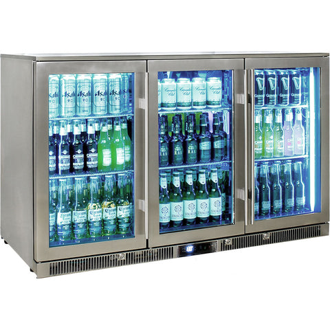 Outdoor Rhino ENVY 3 Door Bar Fridge Coldest Beer 43ºC+ Best Alfresco 316 Marine Grade Stainless Quiet With No Condensation - Model ENV3H-SS