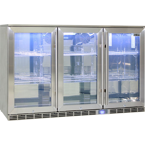 Rhino Glass 3 Door Alfresco Outdoor Bar Fridge All Stainless Energy Efficient Alfresco 330L - Model GSP3H-SS