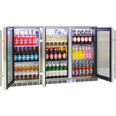 Rhino Glass 3 Door Alfresco Outdoor Bar Fridge All Stainless Energy Efficient Alfresco 330L - Model GSP3H-SS