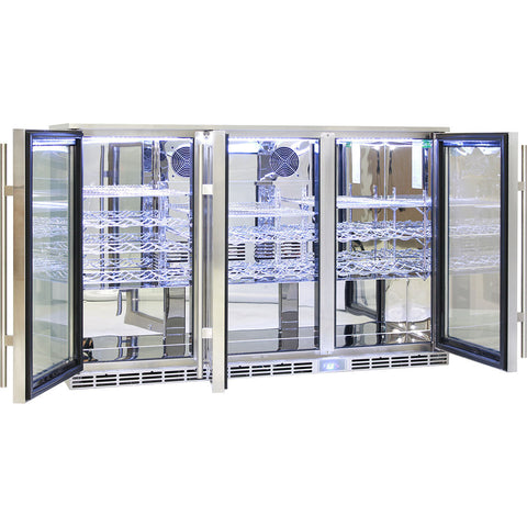 Rhino Glass 3 Door Alfresco Outdoor Bar Fridge All Stainless Energy Efficient Alfresco 330L - Model GSP3H-SS