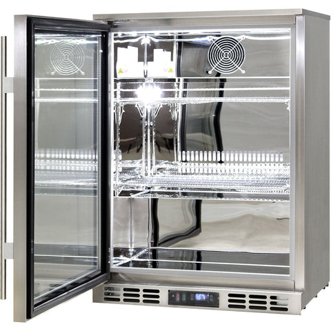 Rhino Stainless Steel Quiet 1 Heated Glass Door Bar Fridge With Low Energy Consumption - Left Hinged - Model SG1L-HDQ