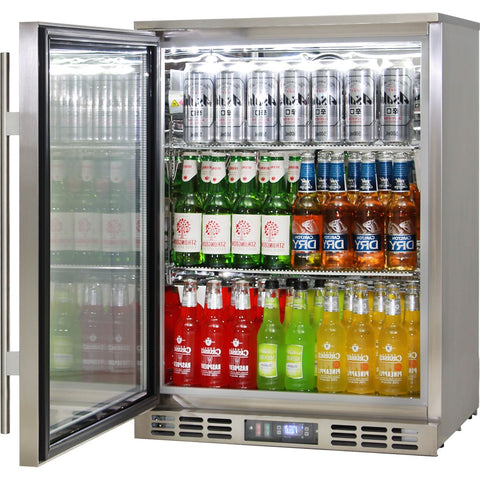 Rhino Stainless Steel Quiet 1 Heated Glass Door Bar Fridge With Low Energy Consumption - Left Hinged - Model SG1L-HDQ