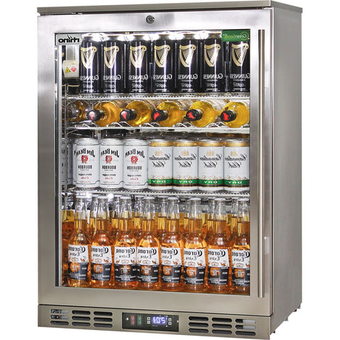 Rhino Stainless Steel 1 Heated Glass Door Bar Fridge With Low Energy Consumption - Left Hinged - Model SG1L-HD