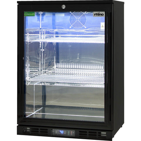 Black Commercial Glass 1 Door Bar Fridge With Energy Efficient Parts And Operation - Model SG1L-B