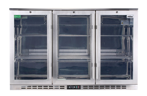 Rhino Stainless Steel 3 Door Heated Glass Bar Fridge Model SG3H-HD - Model SG3H-HD