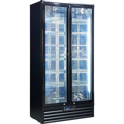 Rhino 2 Door Black Commercial Upright Dual Glazed Door Bar Fridge Ultra Energy Efficient - Model SGT2-BS
