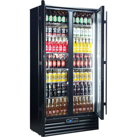 Rhino 2 Door Black Commercial Upright Dual Glazed Door Bar Fridge Ultra Energy Efficient - Model SGT2-BS