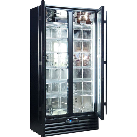 Rhino 2 Door Black Commercial Upright Dual Glazed Door Bar Fridge Ultra Energy Efficient - Model SGT2-BS