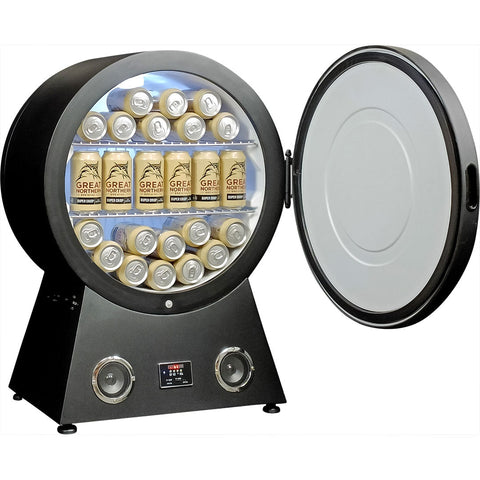 Round Shaped Bar Fridge With Blue Tooth And Speakers Makes A Great Gift Idea - Model RF-42