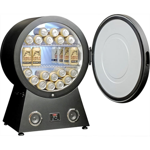 Round Shaped Bar Fridge With Blue Tooth And Speakers Makes A Great Gift Idea - Model RF-42