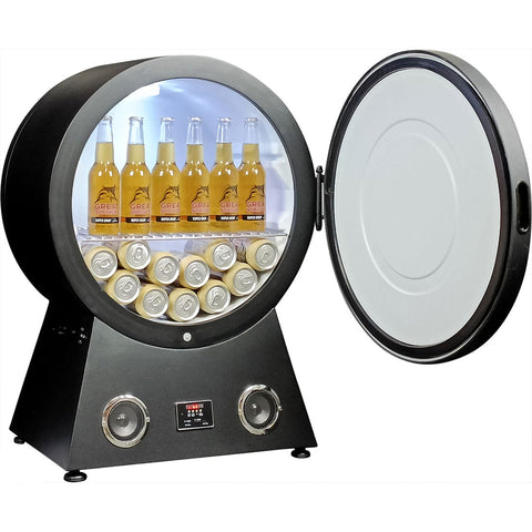 Round Shaped Bar Fridge With Blue Tooth And Speakers Makes A Great Gift Idea - Model RF-42