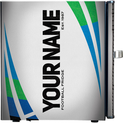 Retro Rugby Design Vintage Mini Bar Fridge With Opener - 6 Colour Ways to Choose from - Add Your Own Name - Model BC46B-RET-RUGBY