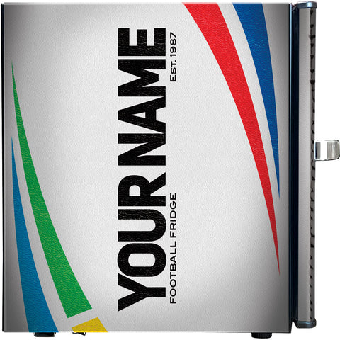 Retro Rugby Design Vintage Mini Bar Fridge With Opener - 6 Colour Ways to Choose from - Add Your Own Name - Model BC46B-RET-RUGBY