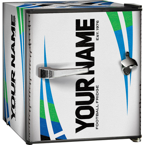 Retro Rugby Design Vintage Mini Bar Fridge With Opener - 6 Colour Ways to Choose from - Add Your Own Name - Model BC46B-RET-RUGBY