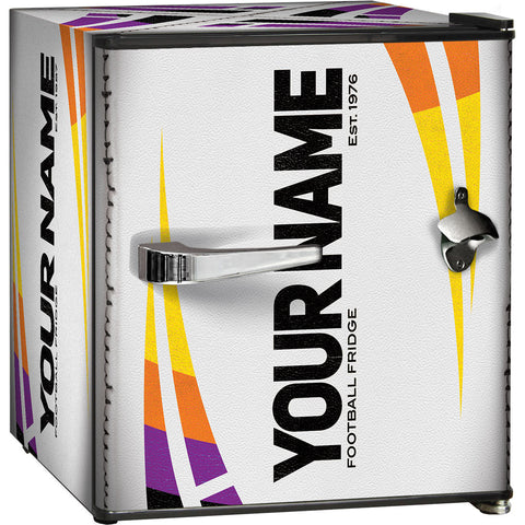 Retro Rugby Design Vintage Mini Bar Fridge With Opener - 6 Colour Ways to Choose from - Add Your Own Name - Model BC46B-RET-RUGBY