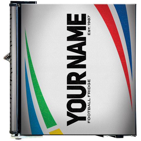 Retro Rugby Design Vintage Mini Bar Fridge With Opener - 6 Colour Ways to Choose from - Add Your Own Name - Model BC46B-RET-RUGBY