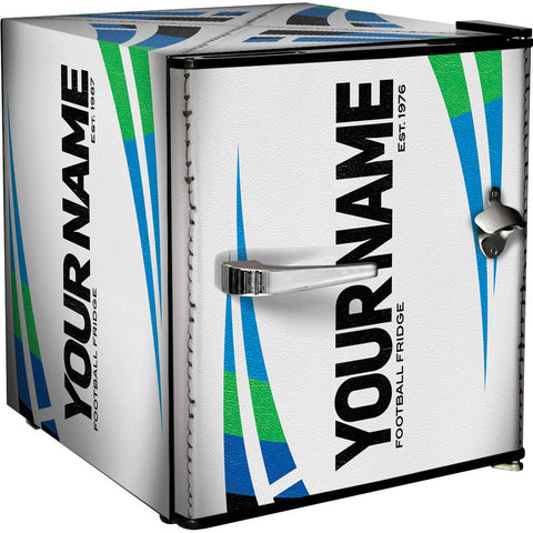 Retro Rugby Design Vintage Mini Bar Fridge With Opener - 6 Colour Ways to Choose from - Add Your Own Name - Model BC46B-RET-RUGBY