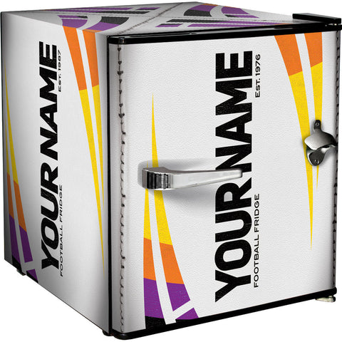 Retro Rugby Design Vintage Mini Bar Fridge With Opener - 6 Colour Ways to Choose from - Add Your Own Name - Model BC46B-RET-RUGBY