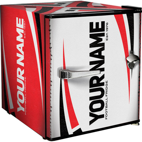Retro Rugby Design Vintage Mini Bar Fridge With Opener - 6 Colour Ways to Choose from - Add Your Own Name - Model BC46B-RET-RUGBY