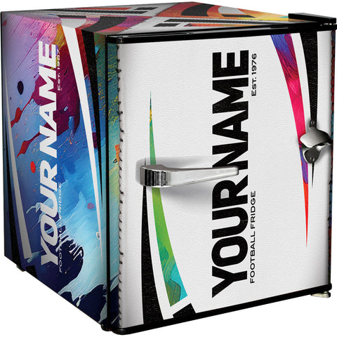 Retro Rugby Design Vintage Mini Bar Fridge With Opener - 6 Colour Ways to Choose from - Add Your Own Name - Model BC46B-RET-RUGBY