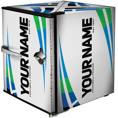 Retro Rugby Design Vintage Mini Bar Fridge With Opener - 6 Colour Ways to Choose from - Add Your Own Name - Model BC46B-RET-RUGBY
