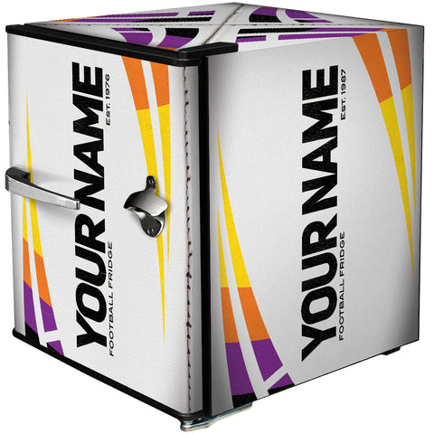Retro Rugby Design Vintage Mini Bar Fridge With Opener - 6 Colour Ways to Choose from - Add Your Own Name - Model BC46B-RET-RUGBY